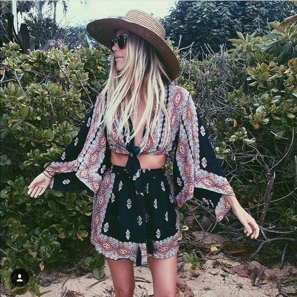 RAGA Tops - RAGA Endless Love print shorts, tie top & skirt